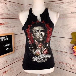 Custom Distressed James Dean Tattoo Muscle Tee (XS/S)